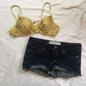 Cute yellow and brown bikini top